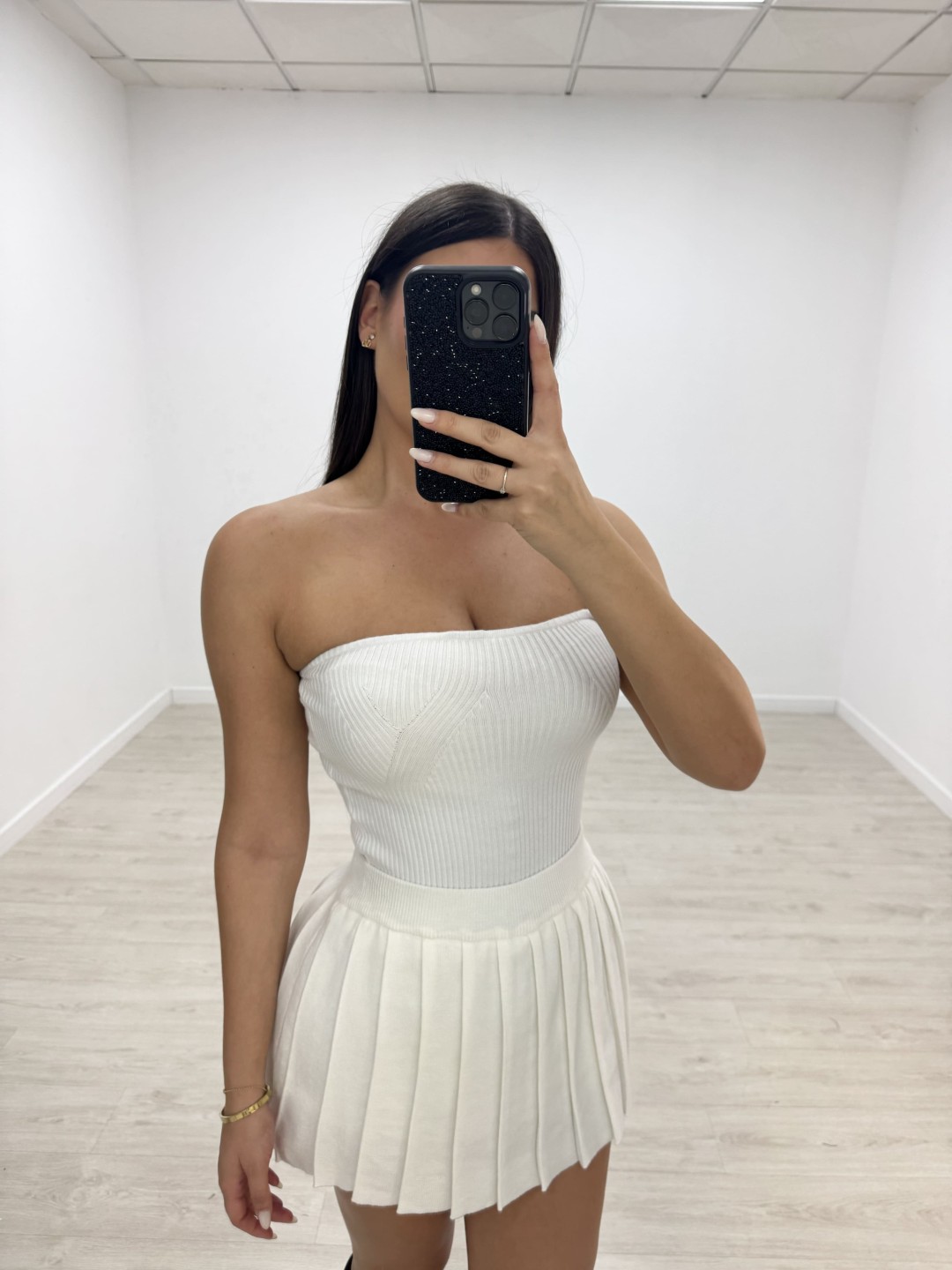 FALDA TABLAS PUNTO - BLANCO
