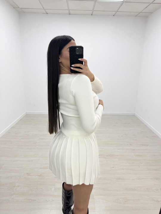 FALDA TABLAS PUNTO - BLANCO