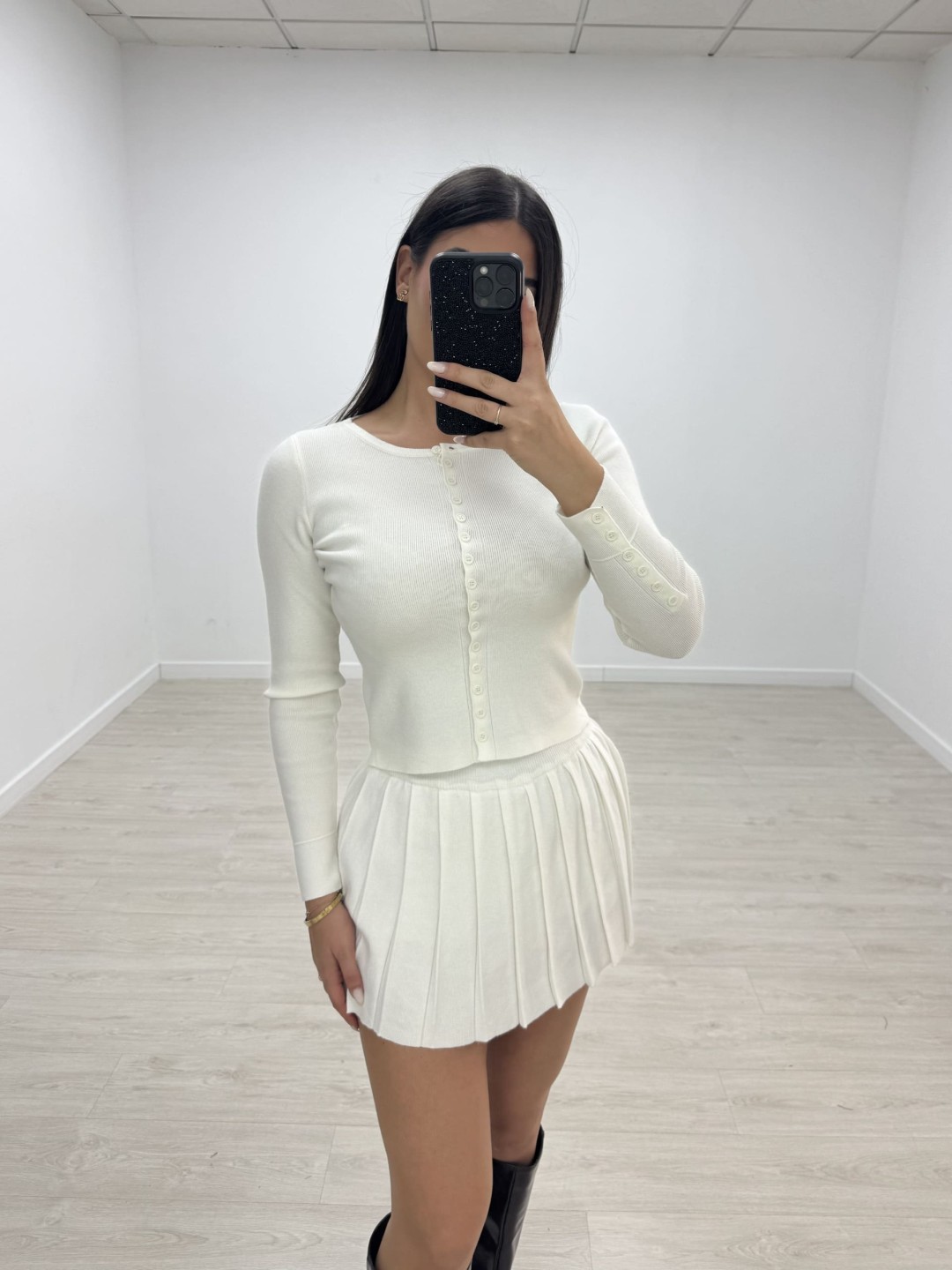 FALDA TABLAS PUNTO - BLANCO