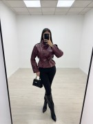 GABARDINA CROP POLIPIEL - BURDEOS