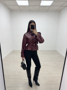 GABARDINA CROP POLIPIEL - BURDEOS