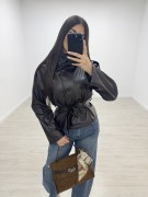 GABARDINA CROP POLIPIEL - MARRÓN