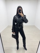 GABARDINA CROP POLIPIEL - NEGRA