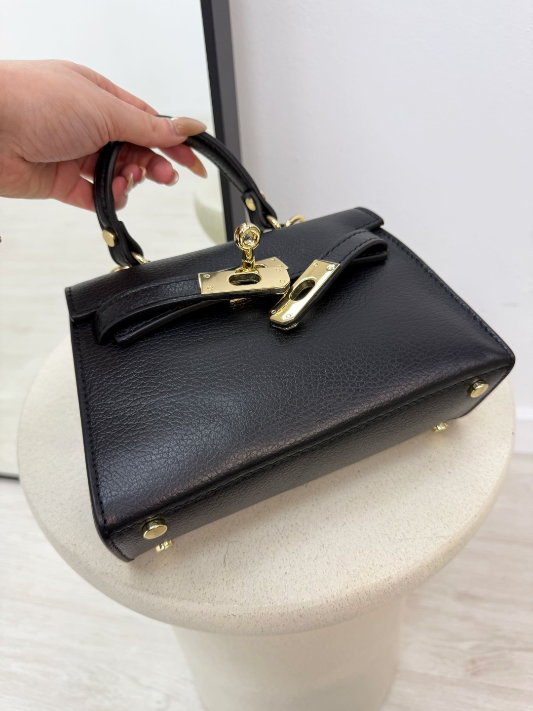 BOLSO MINI KELLY (PIEL 100%) - NEGRO