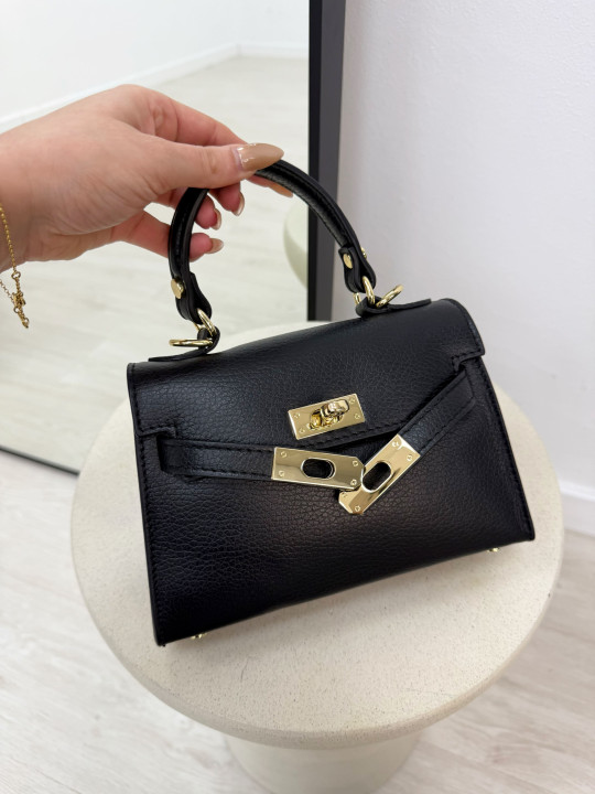 BOLSO MINI KELLY (PIEL 100%) - NEGRO