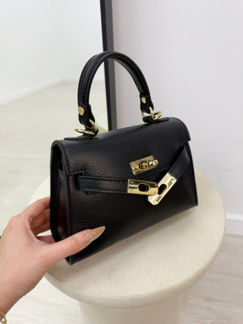 BOLSO MINI KELLY (PIEL 100%) - NEGRO