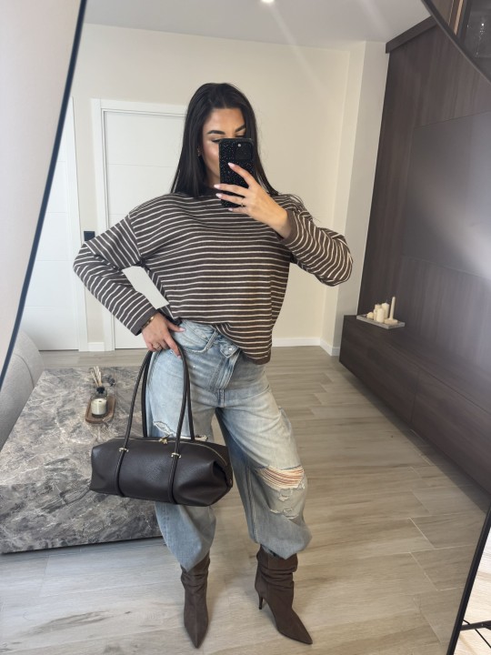BOLSO LONG (PIEL 100%) - MARRÓN