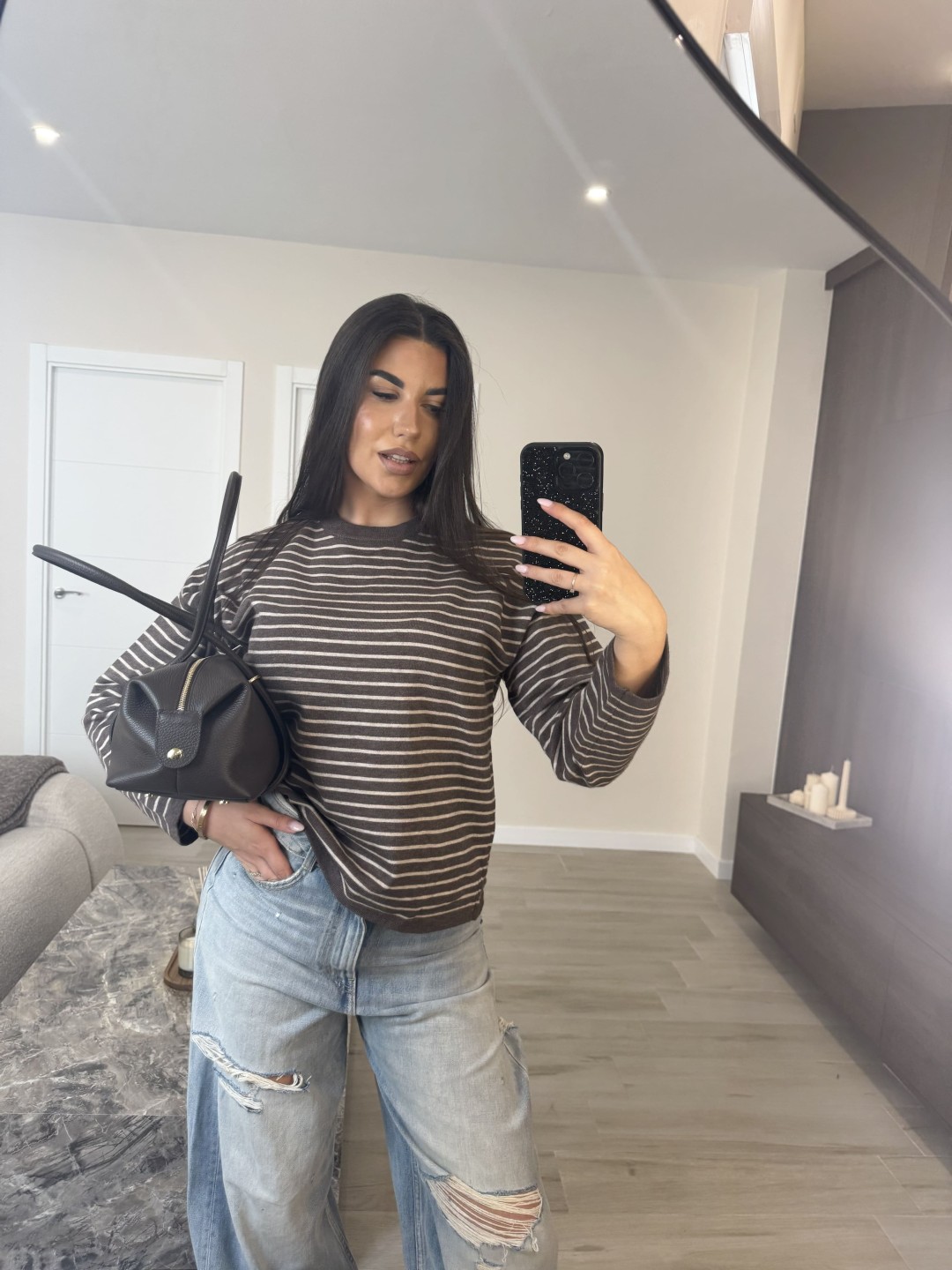BOLSO LONG (PIEL 100%) - MARRÓN