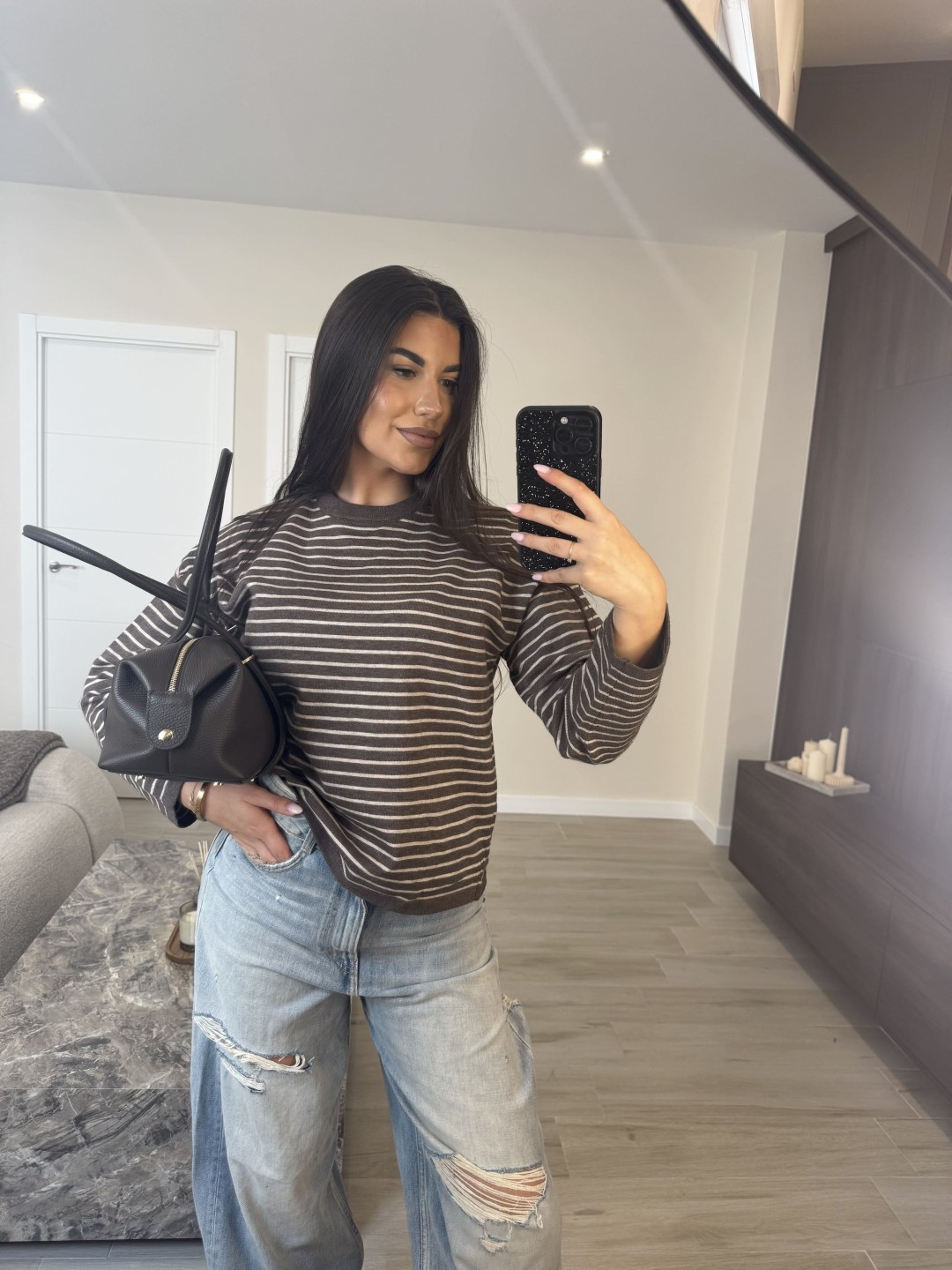 BOLSO LONG (PIEL 100%) - MARRÓN