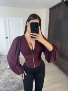 TOP BLUSA GASA CREMALLERA - BURDEOS
