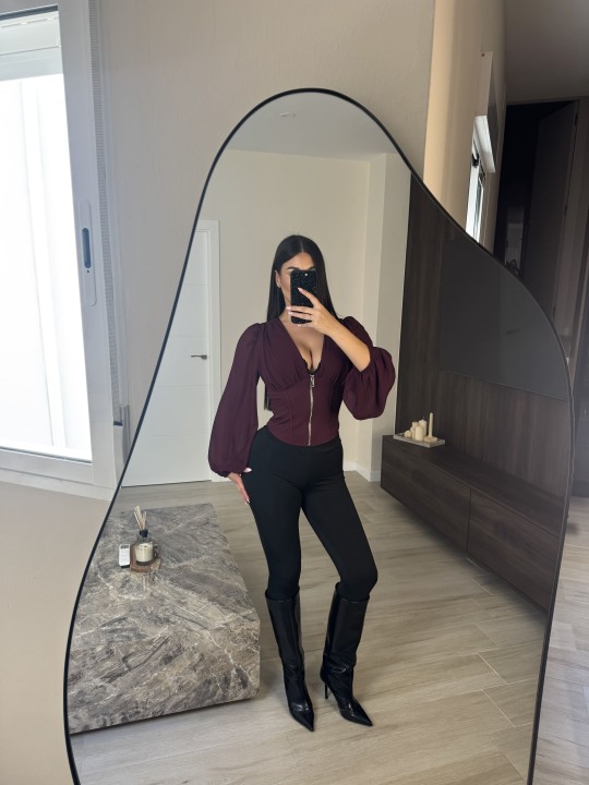 TOP BLUSA GASA CREMALLERA - BURDEOS