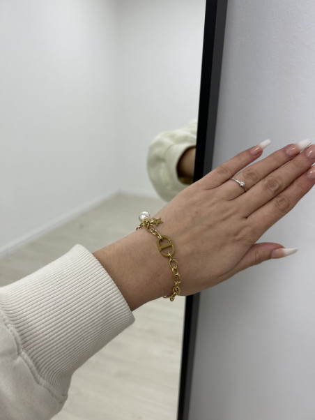 PULSERA CD ABALORIOS ORO