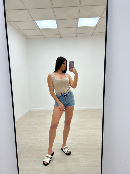 TOP HILO LAVADO BEIGE