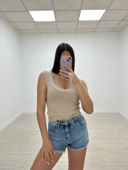 TOP HILO LAVADO BEIGE