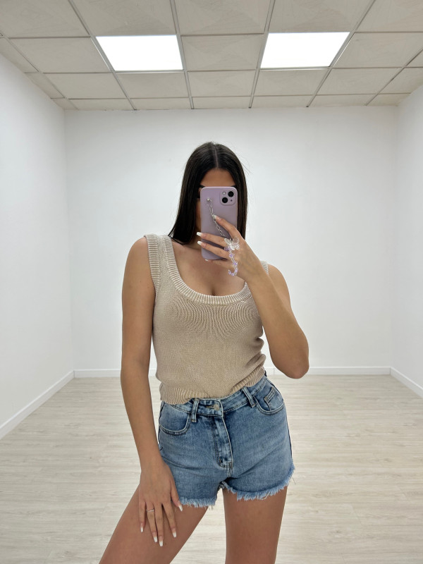 TOP HILO LAVADO BEIGE