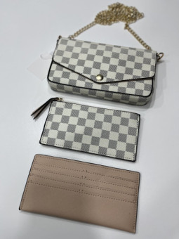 BOLSO LV 3P BLANCO ESTAMPADO CUADROS