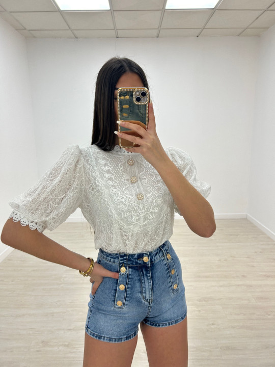 BLUSA ENCAJE FAROL BLANCA BLUSA ENCAJE FAROL BLANCA