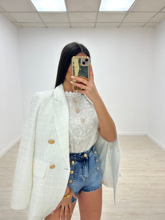 BLUSA ENCAJE FAROL BLANCA BLUSA ENCAJE FAROL BLANCA