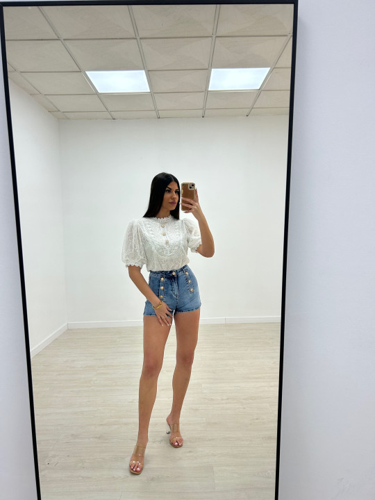 BLUSA ENCAJE FAROL BLANCA BLUSA ENCAJE FAROL BLANCA