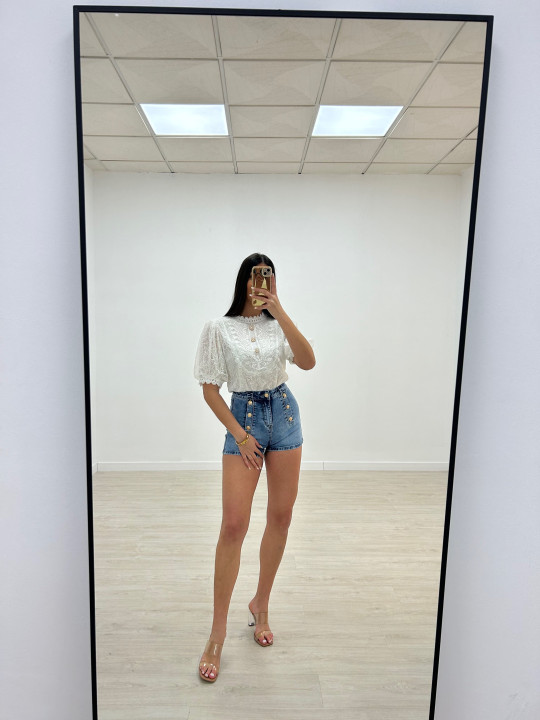 BLUSA ENCAJE FAROL BLANCA BLUSA ENCAJE FAROL BLANCA