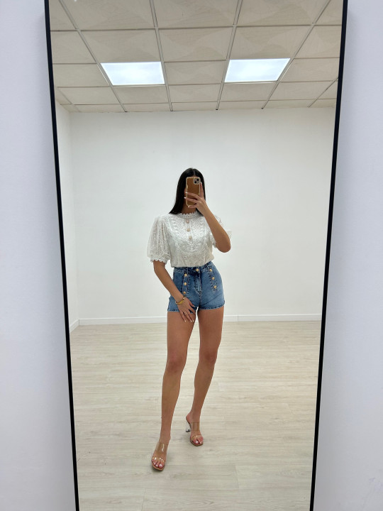 BLUSA ENCAJE FAROL BLANCA BLUSA ENCAJE FAROL BLANCA