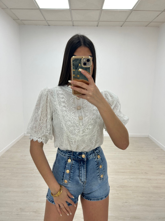 BLUSA ENCAJE FAROL BLANCA BLUSA ENCAJE FAROL BLANCA