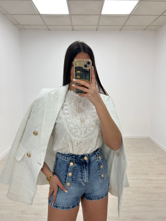 BLUSA ENCAJE FAROL BLANCA BLUSA ENCAJE FAROL BLANCA