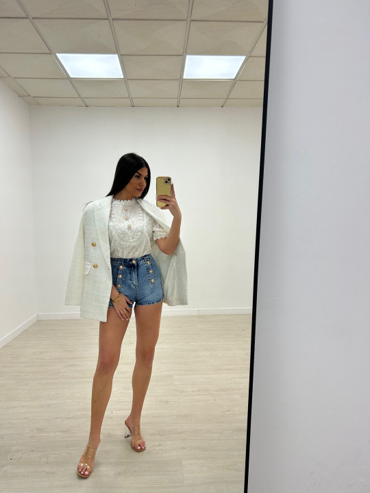BLUSA ENCAJE FAROL BLANCA BLUSA ENCAJE FAROL BLANCA