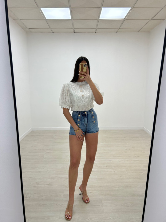 BLUSA ENCAJE FAROL BLANCA BLUSA ENCAJE FAROL BLANCA