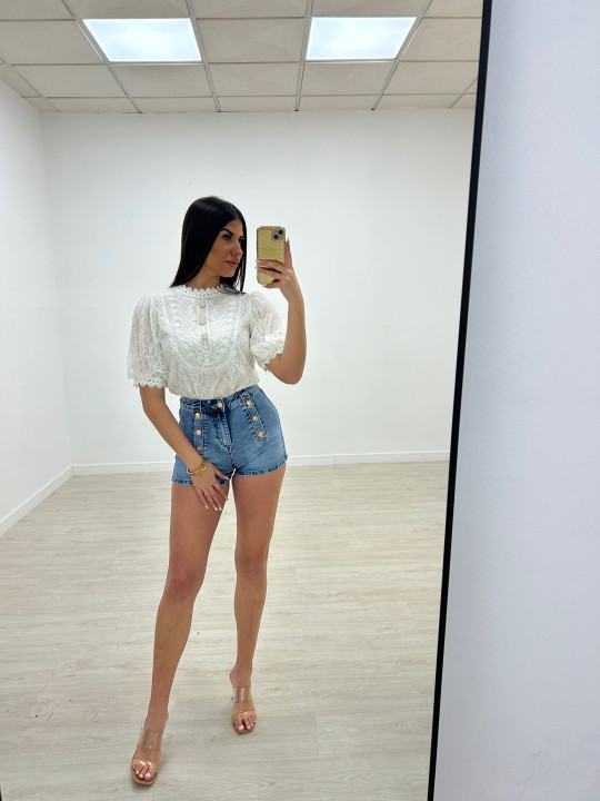 BLUSA ENCAJE FAROL BLANCA BLUSA ENCAJE FAROL BLANCA